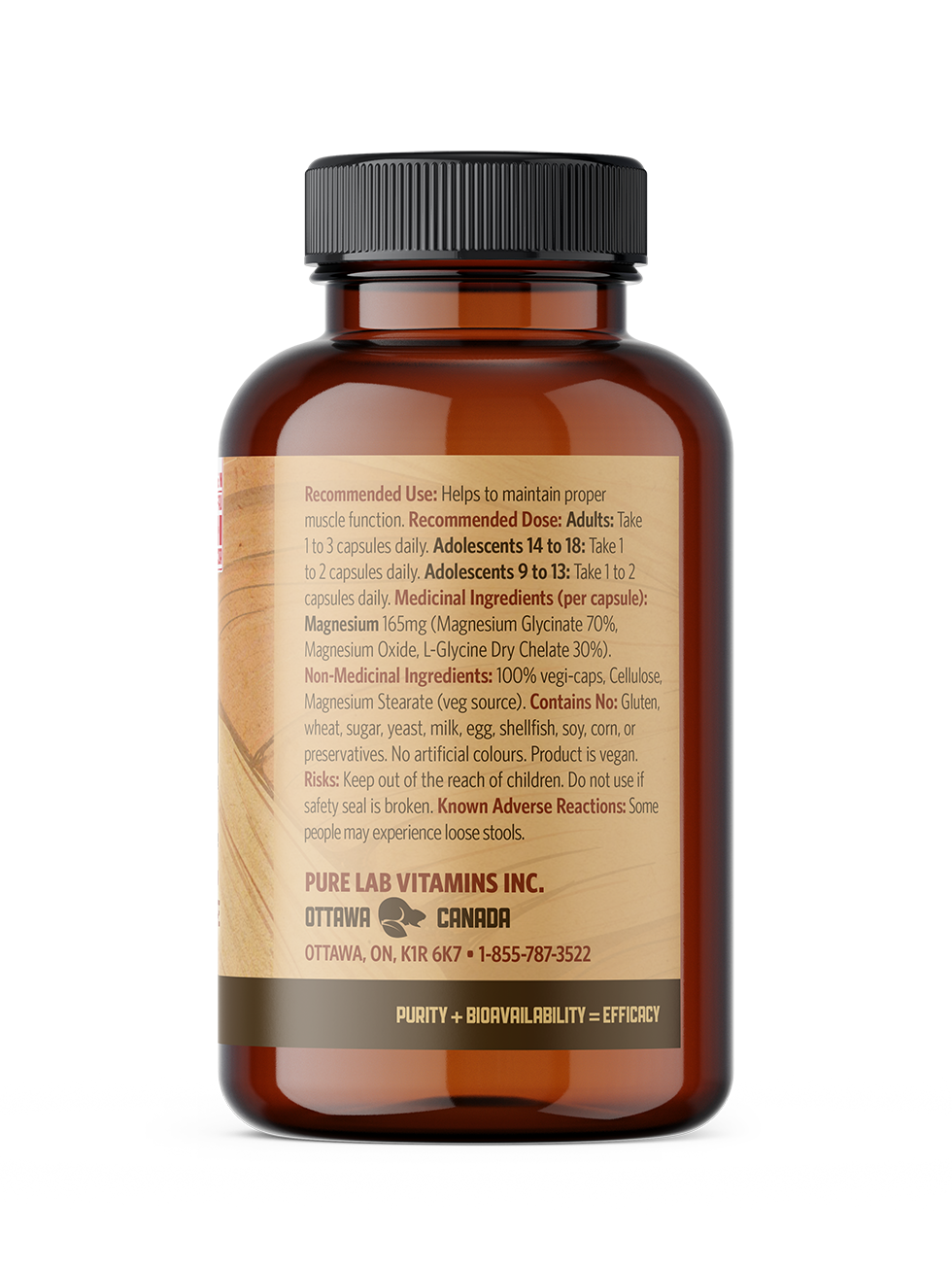 Pure Lab Magnesium Glycinate Human 120 Vegi-Caps