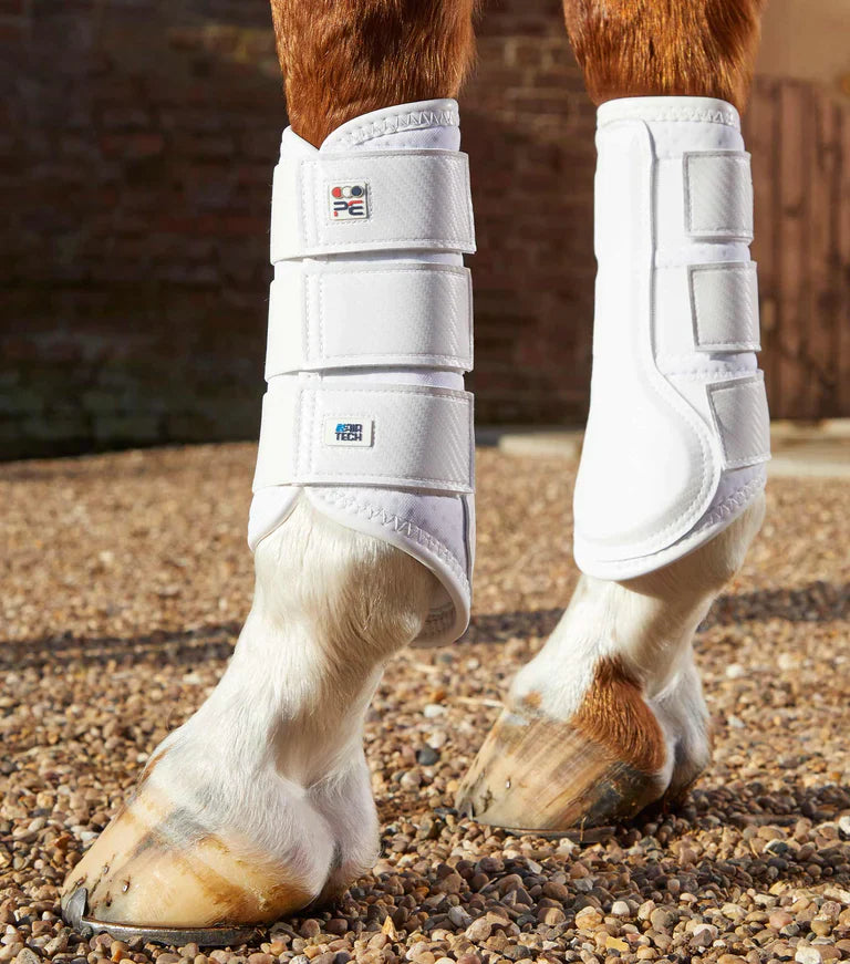 Premier Equine UK Carbon Air-Tech Single Lock Brushing Boots White