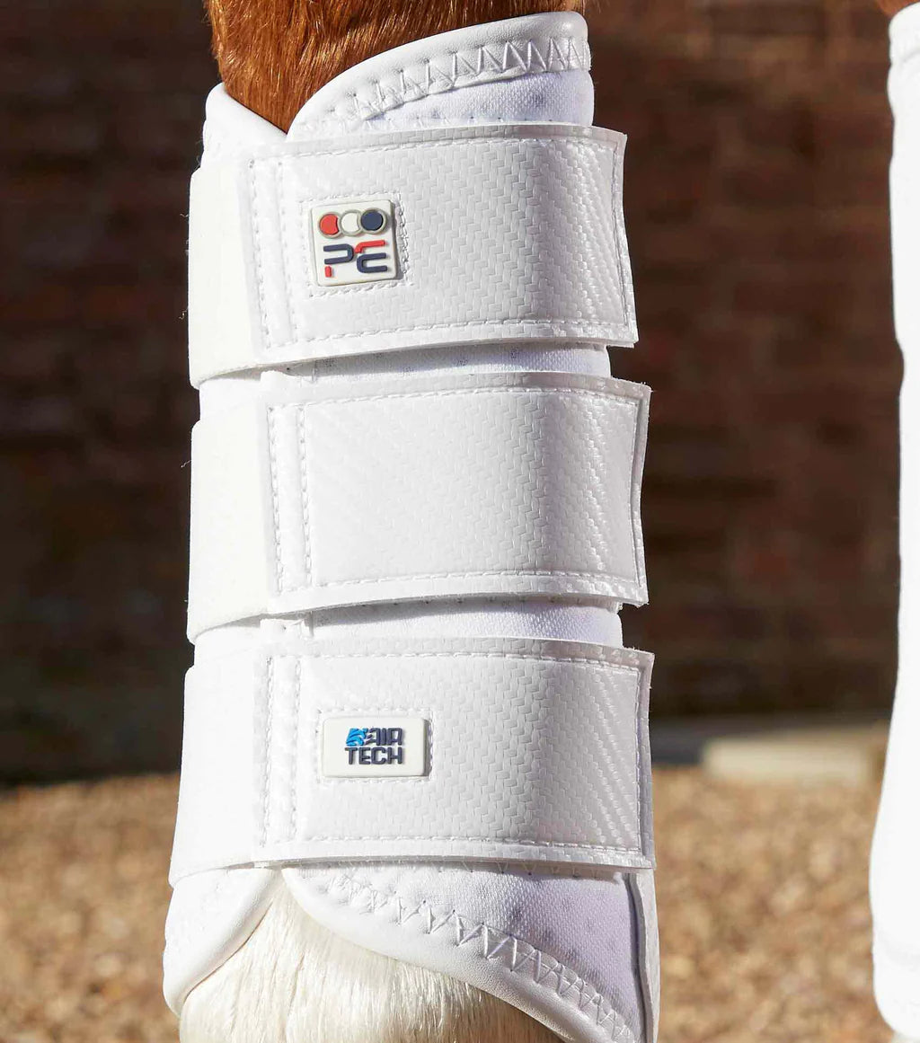 Premier Equine UK Carbon Air-Tech Single Lock Brushing Boots White