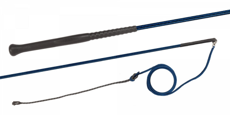Fleck Nylon Weave Lunge Whip with Ergo Grip and Nylon Lash with Swivel - Royal Blue 200cm