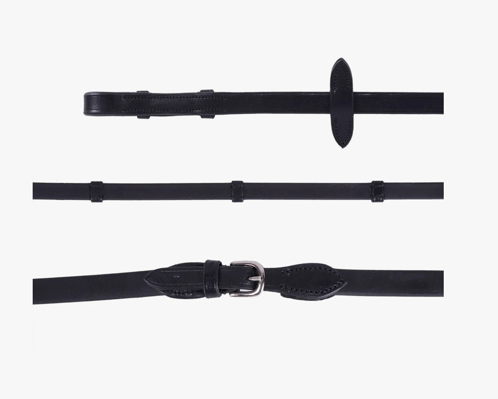 QHP Biothane Reins with Stops - Black/Full
