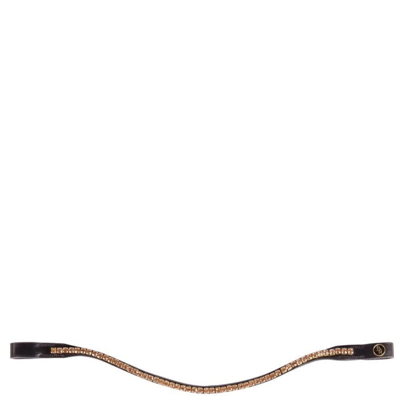 BR Curved Browband With Square Swarovski Crystals - Black - Full
