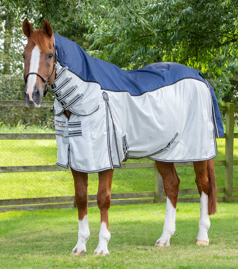 Premier Equine UK ShowerTex Fly Rug with Surcingles Navy