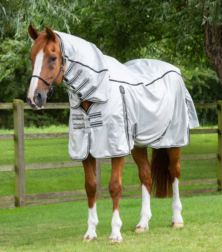 Premier Equine UK ShowerTex Fly Rug with Surcingles Silver