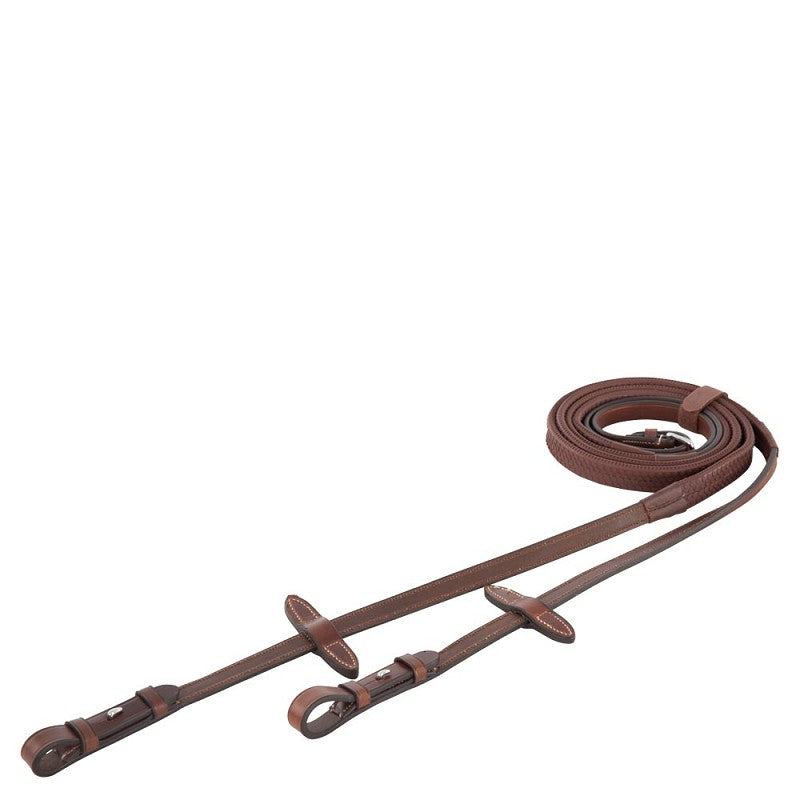 BR Rubber Reins Eventa Pro Grip - Oak/Silver