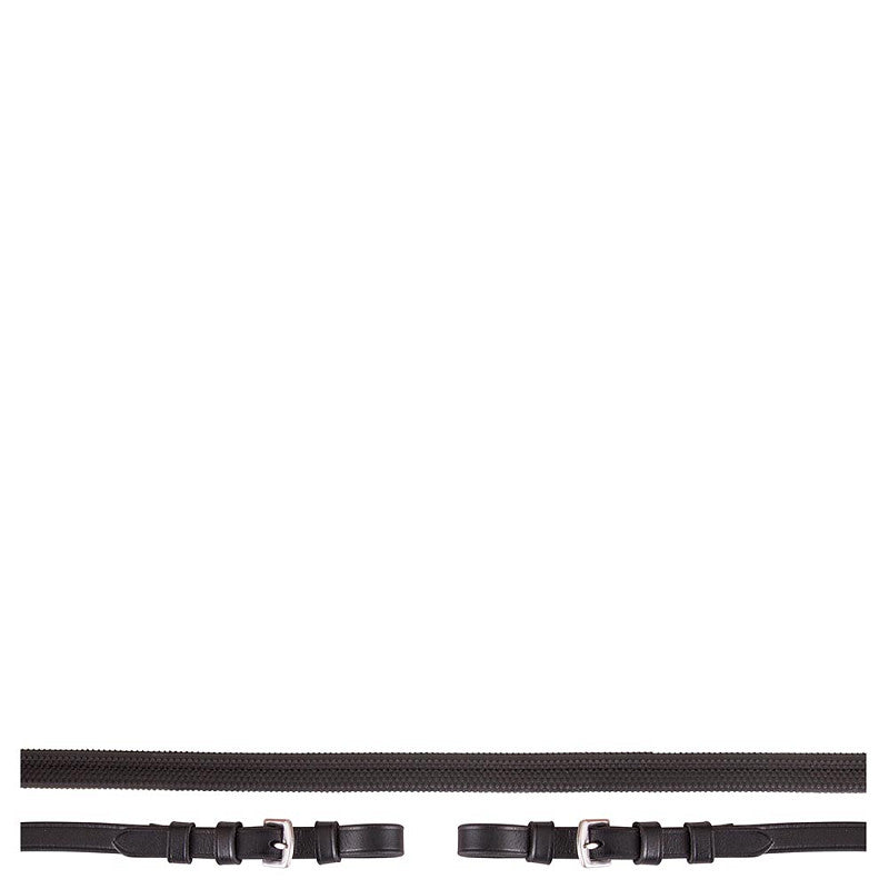 BR Premiere Rubber Reins - 13mm wide - Black - Pony