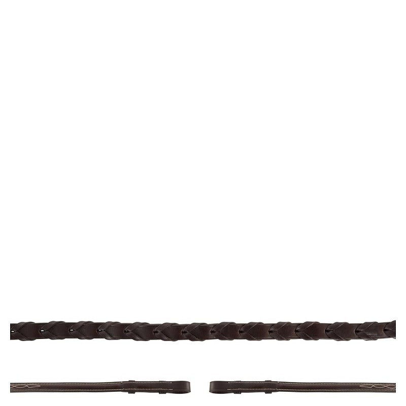 BR Hunter Braided Fancy Reins Brown/Silver Full