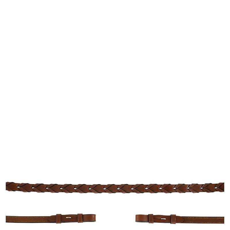BR Hunter Braided Fancy Reins Tobacco/Silver Full