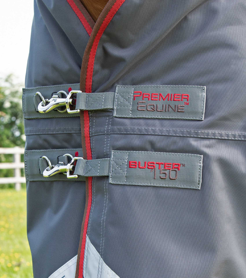 Premier Equine UK Buster 150g Turnout Rug with Classic Neck Cover - Grey