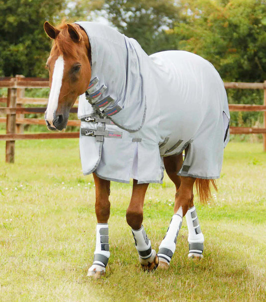 Premier Equine UK Bug Buster Fly Rug with Belly Flap -  Silver