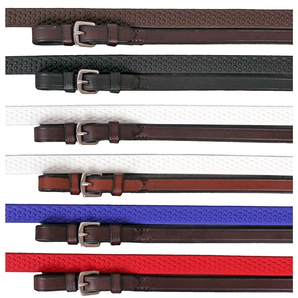 Nunn Finer Soft Grip Rubber Reins - Havana/Brown Rubber