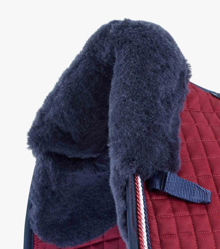 Premier Equine UK - Close Contact Merino Wool European Saddle Pad - Dressage Square Burgundy/Navy Wool - Full