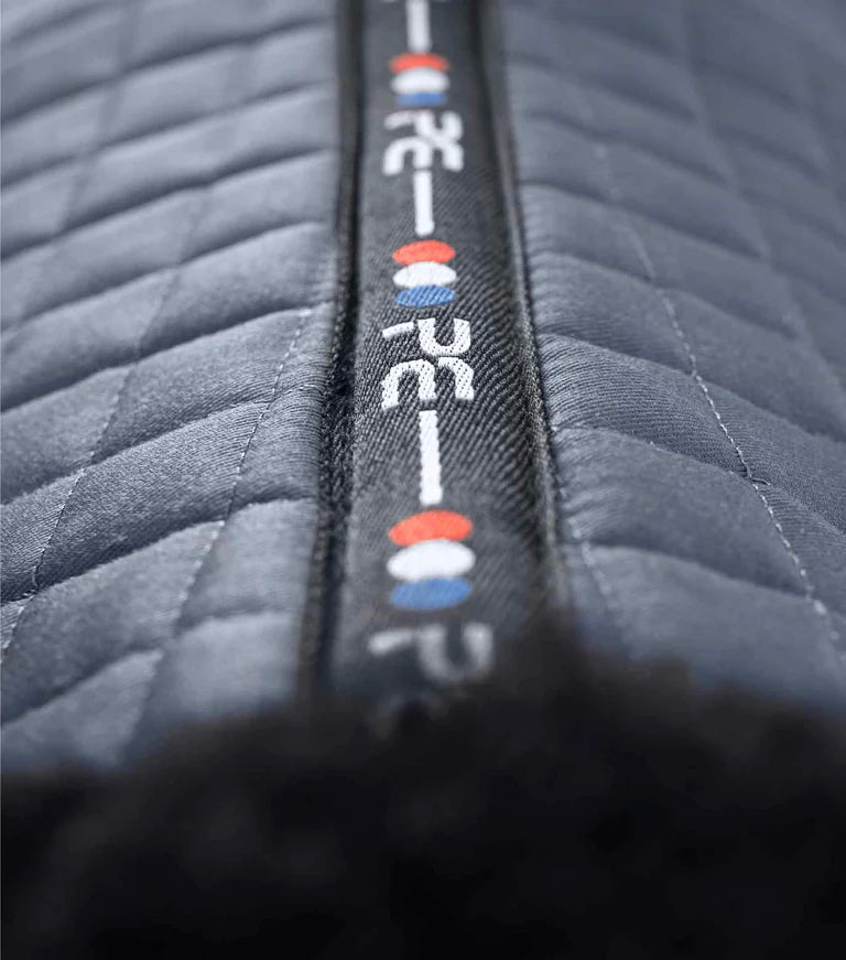 Premier Equine UK - Close Contact Merino Wool European Saddle Pad - Dressage Square Grey/Black Wool - Full