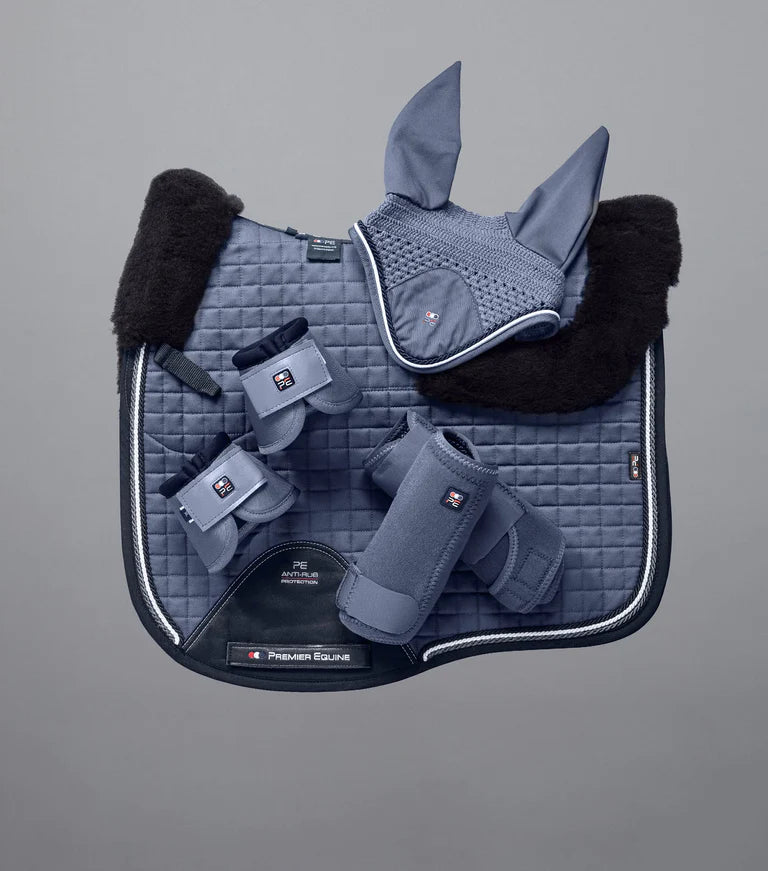Premier Equine UK - Close Contact Merino Wool European Saddle Pad - Dressage Square Grey/Black Wool - Full