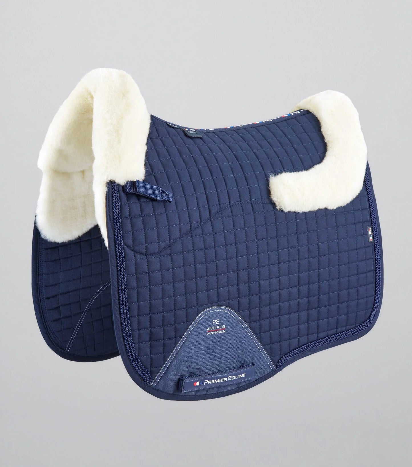 Premier Equine UK - Close Contact Merino Wool European Saddle Pad - Dressage Square - Navy/Natural Wool - Full (Copy)