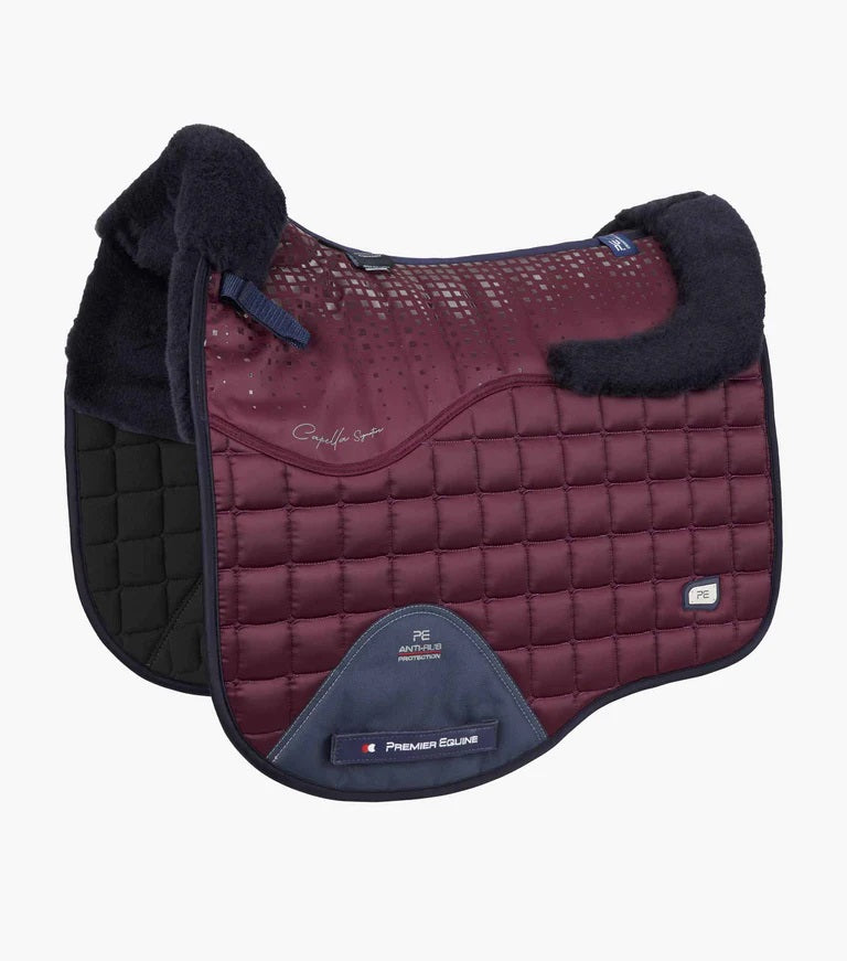 Premier Equine UK Capella Close Contact Merino Wool Dressage Square Wine/Navy Wool - Full