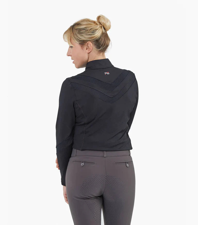 Premier Equine UK Arclos Ladies technical Long Sleeve Riding Top Black