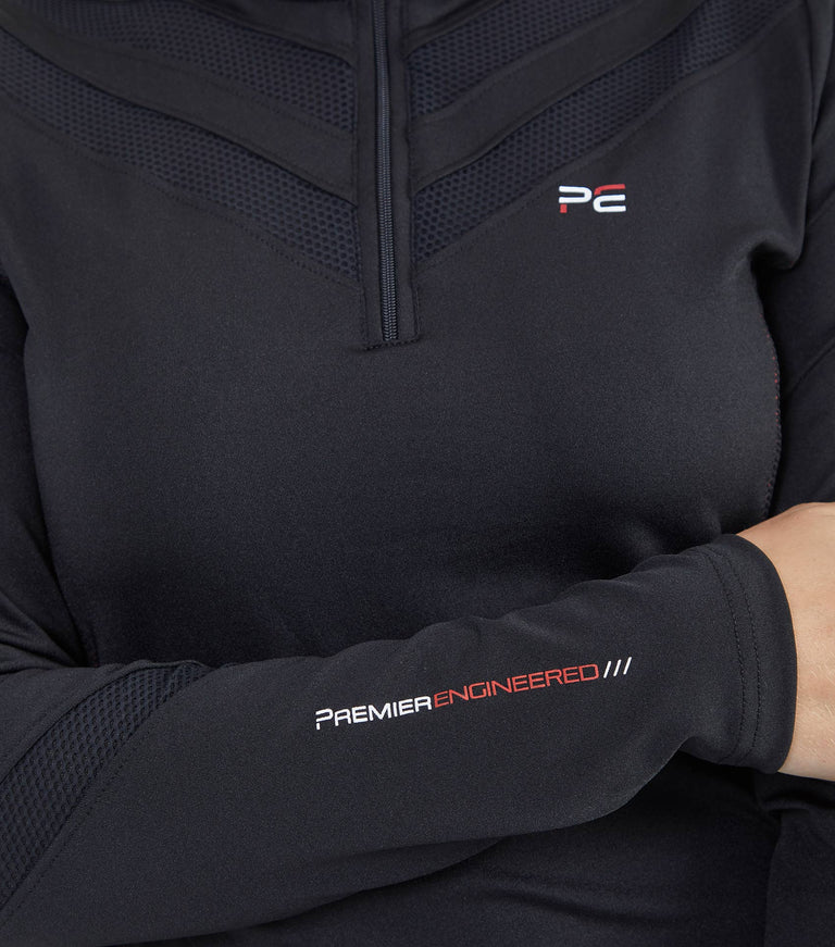 Premier Equine UK Arclos Ladies technical Long Sleeve Riding Top Black
