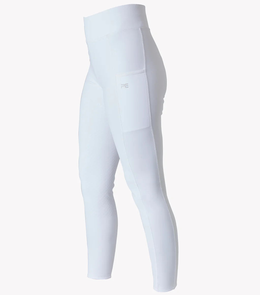 Premier Equine UK Ladies Aresso Riding Tights Full Seat Gel - White