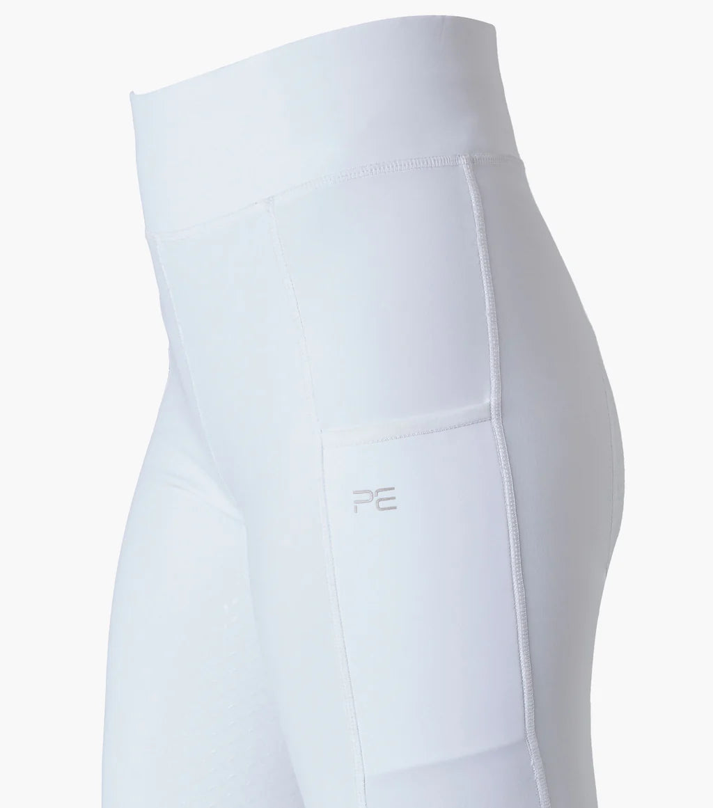Premier Equine UK Ladies Aresso Riding Tights Full Seat Gel - White