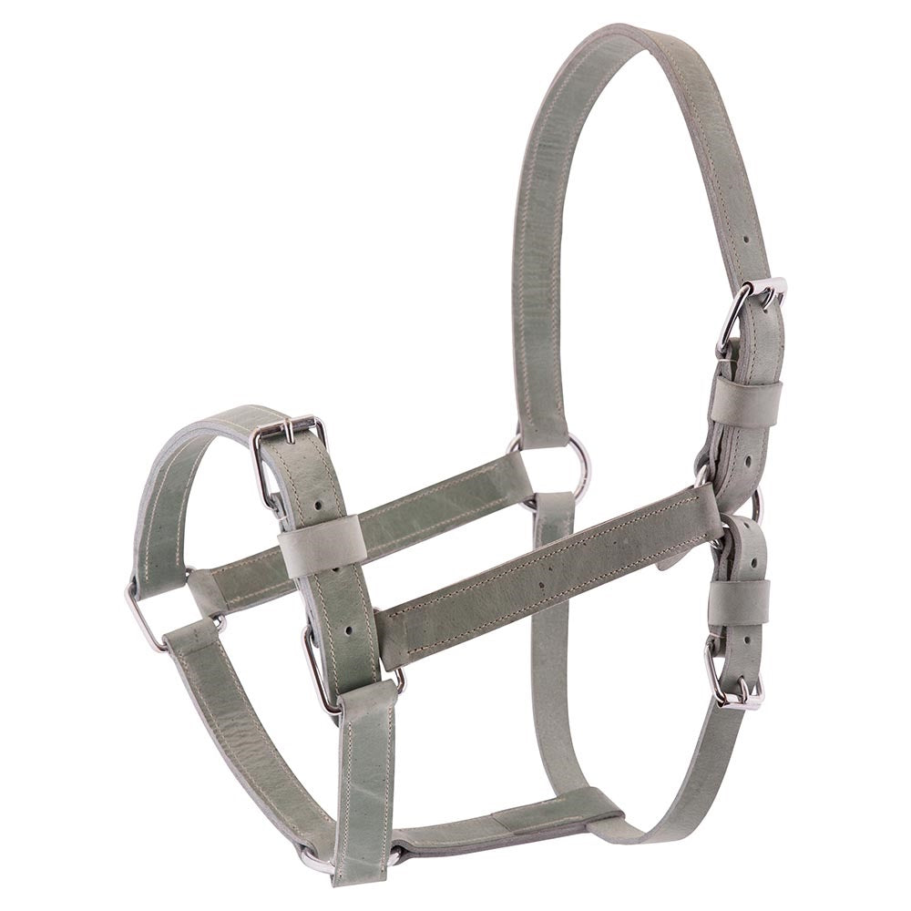 *BR Clearance - BR Premiere Chrome Leather Halter - Black - Full