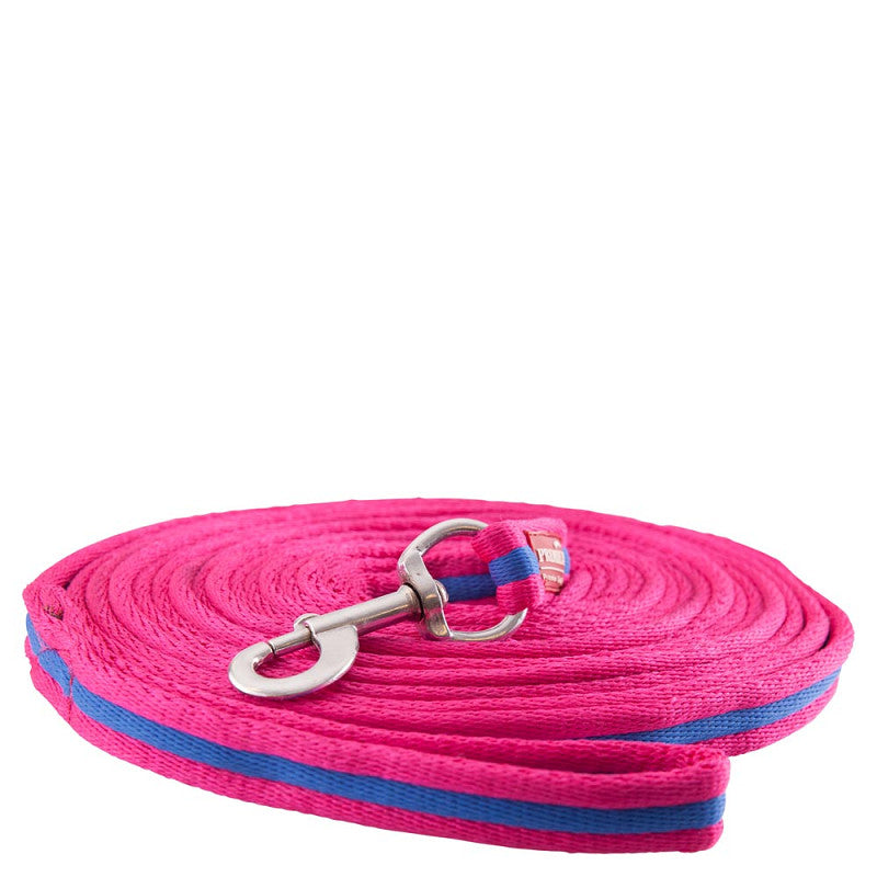 New - BR Premiere Lunge Line With Snap Hook - Raspberry/Blue - 8mtr