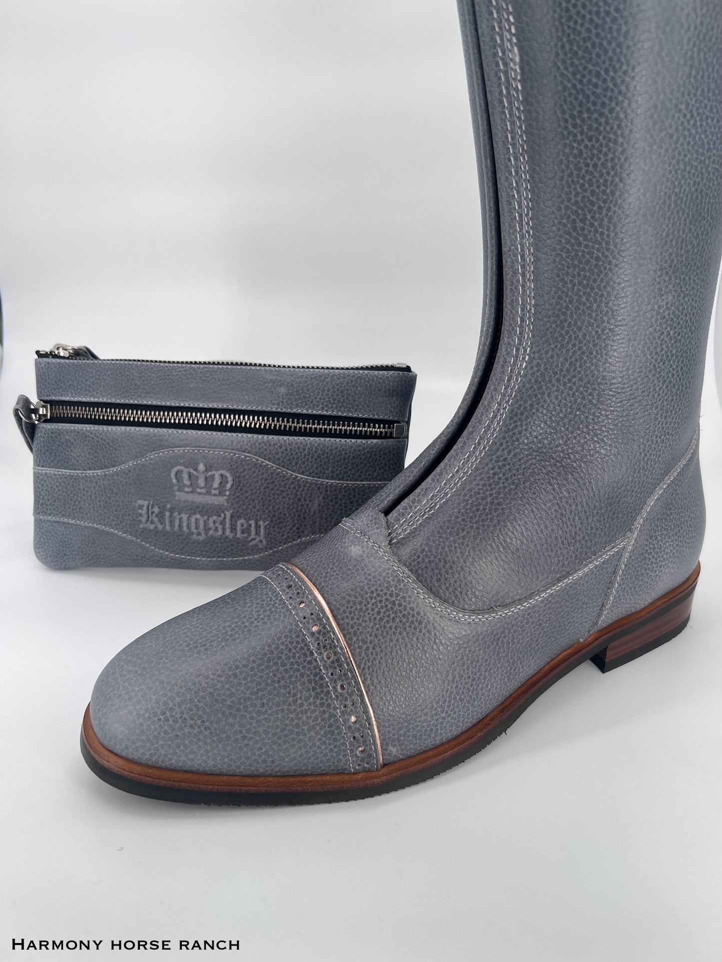 Kingsley London 01 Riding Boot - Paxson Grey/Stardust Pink - Euro Size 40.5 A/L (40.5 foot/height 49.5cm/calf 38cm)