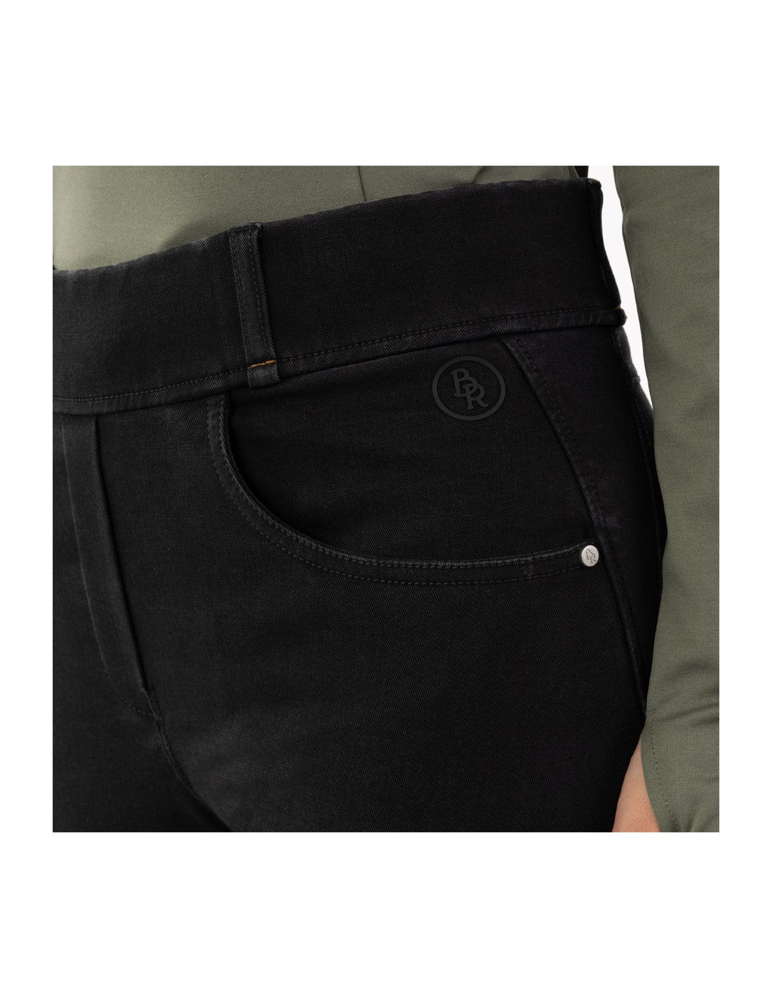 BR Ladies Riding Tights - Florence - Silicone Seat -Black Denim - Euro 46/US34
