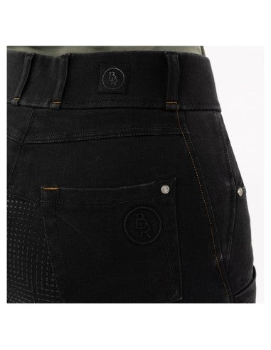 BR Ladies Riding Tights - Florence - Silicone Seat -Black Denim - Euro 46/US34