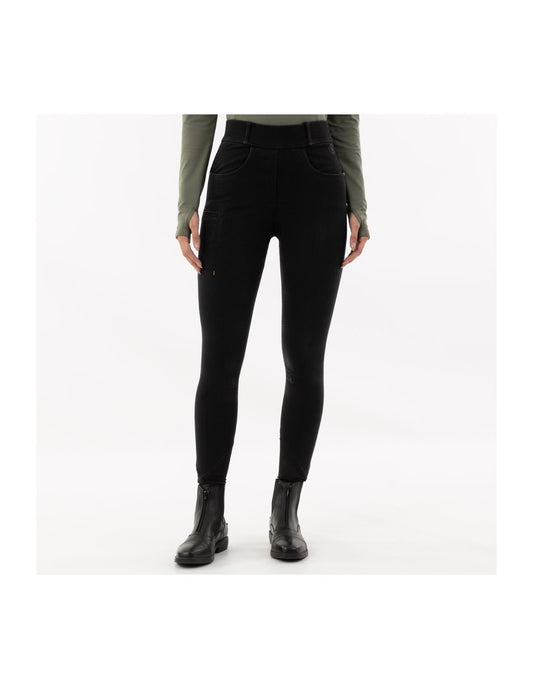 BR Ladies Riding  Tights -  Florence - Silicone Seat -Black Denim - Euro 46/US34
