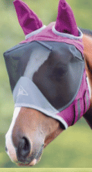 Shires DELUXE FLY MASK WITH EARS Clearance! X-Full - Burgundy