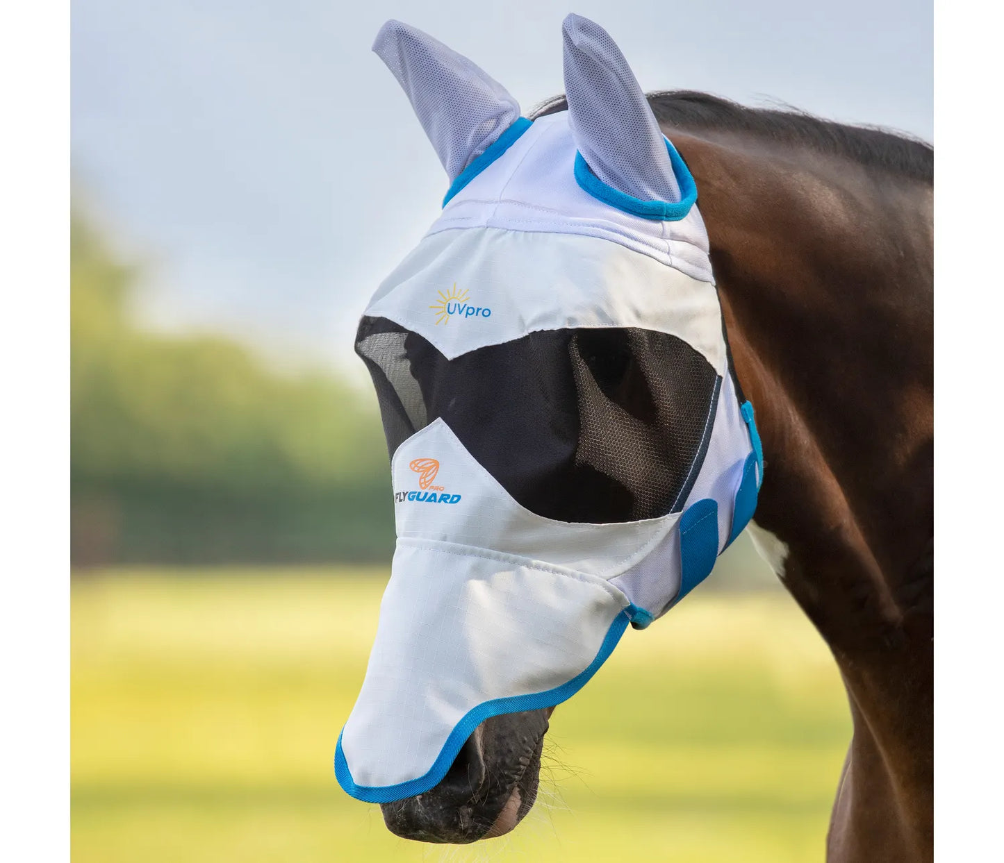 Shires FlyGuard Pro Sun Shade Fly Mask - WHITE (cob/full sizes) - SALE
