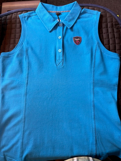 BR Clearance - BR CHICKADEE LADIES SLEEVELESS POLO SHIRT - SKY BLUE - Size 12(USA)