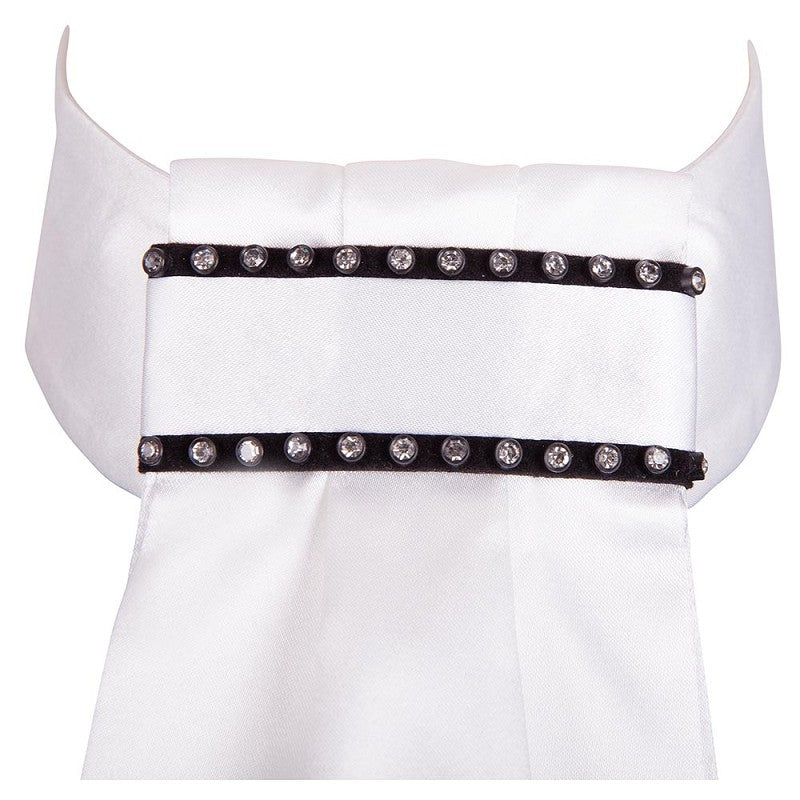 BR Children's London Stock Tie - White with Black Trim and Crystals (Small)