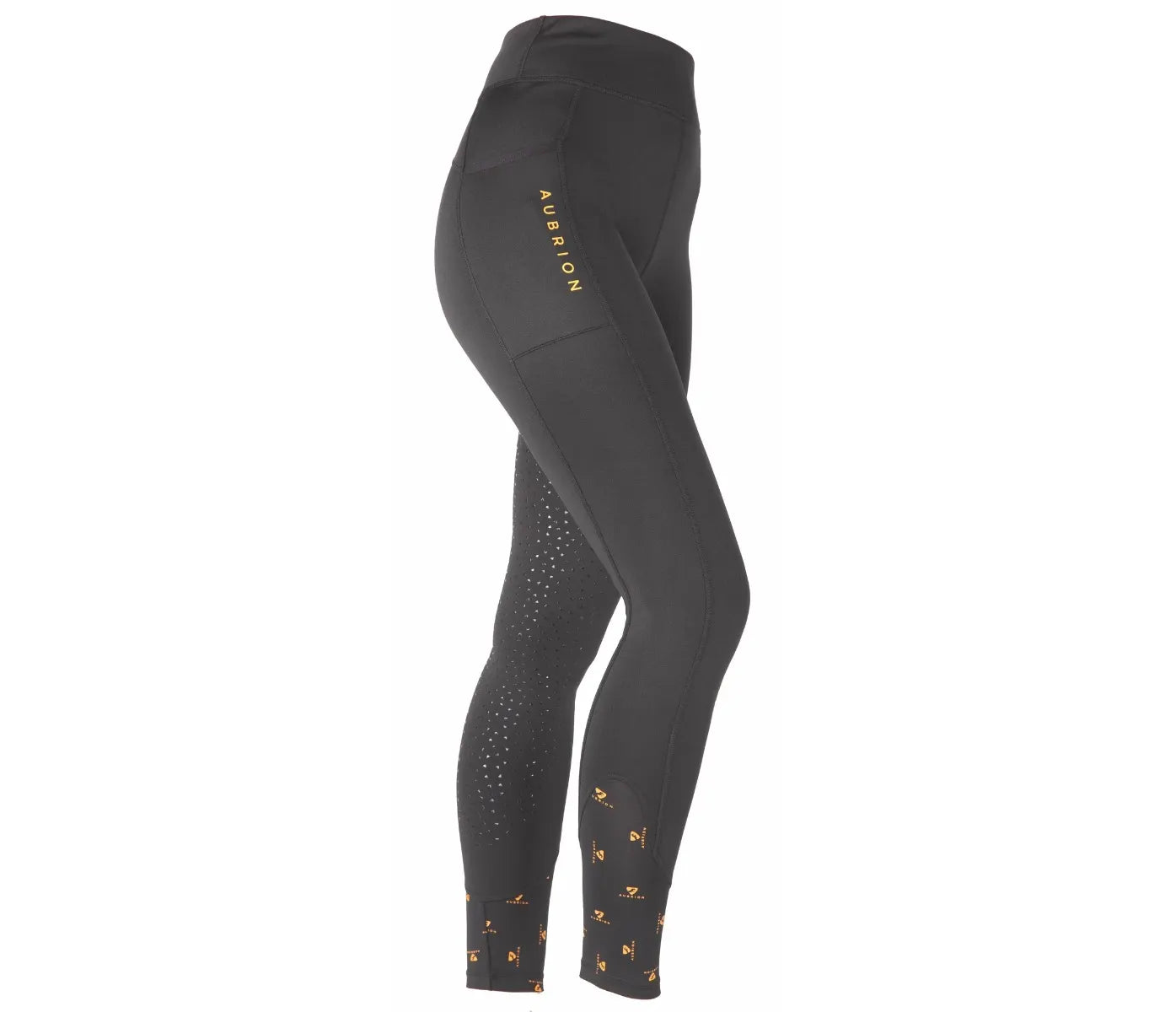 Shires Aubrion Porter Winter Riding Tights - Jet Black - Size Small