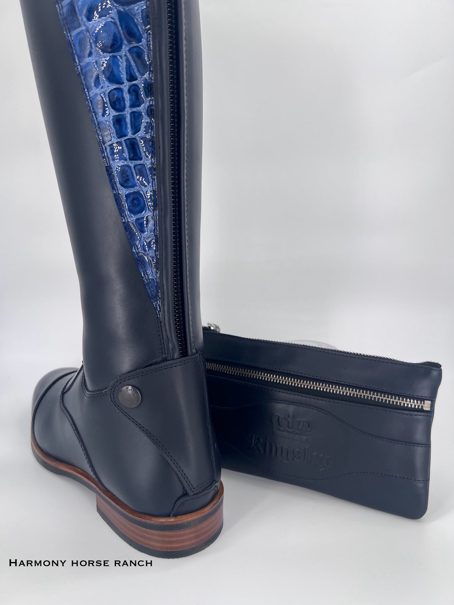Kingsley Olbia 01 Riding Boots - Nature Blue / Brilliant Crocodile Blue - Fully Sheepskin Lined! - Size 40 MA XS