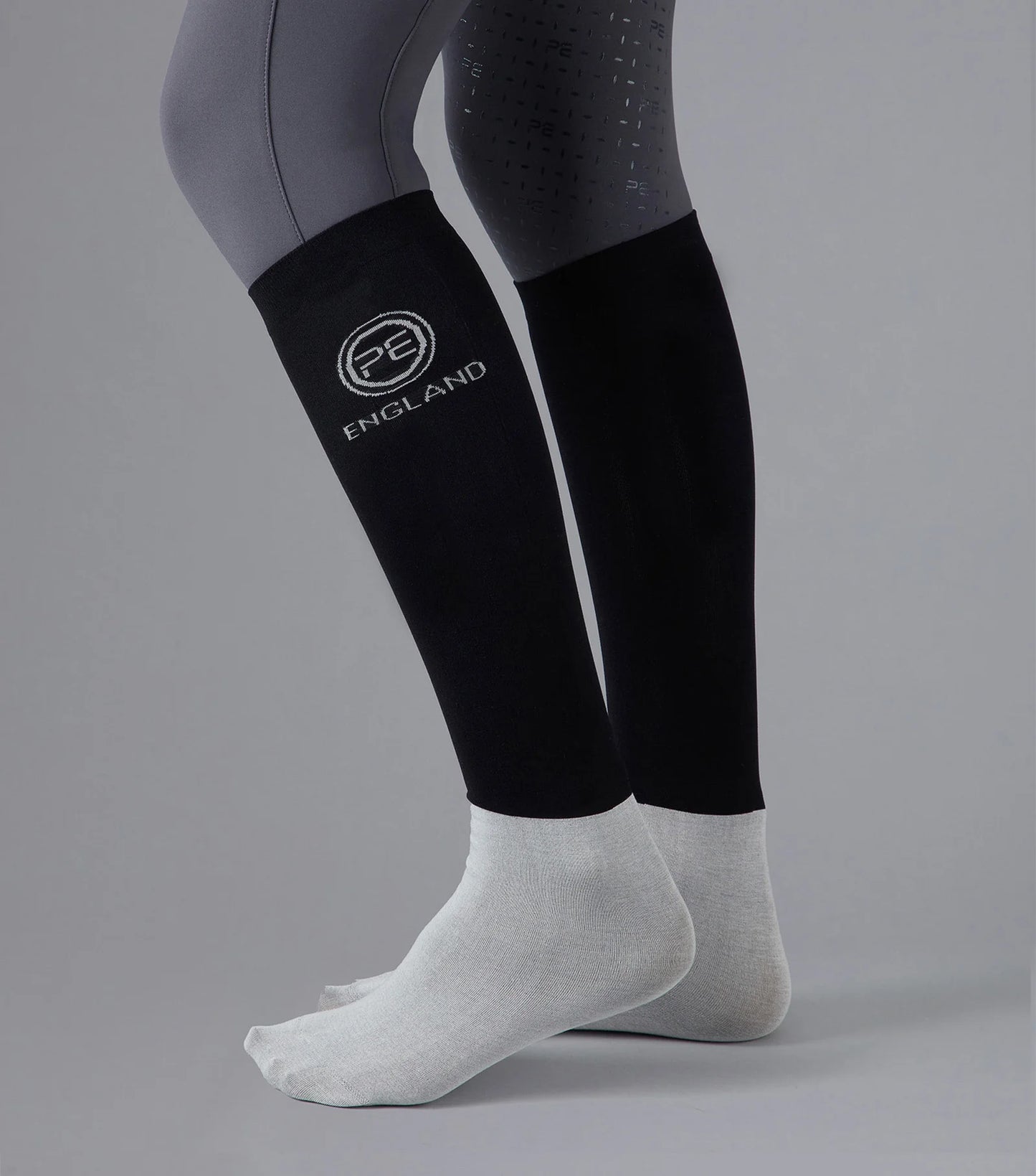 Premier Equine UK Adults Summer Thin Riding Socks (2 Pairs) Black & Grey