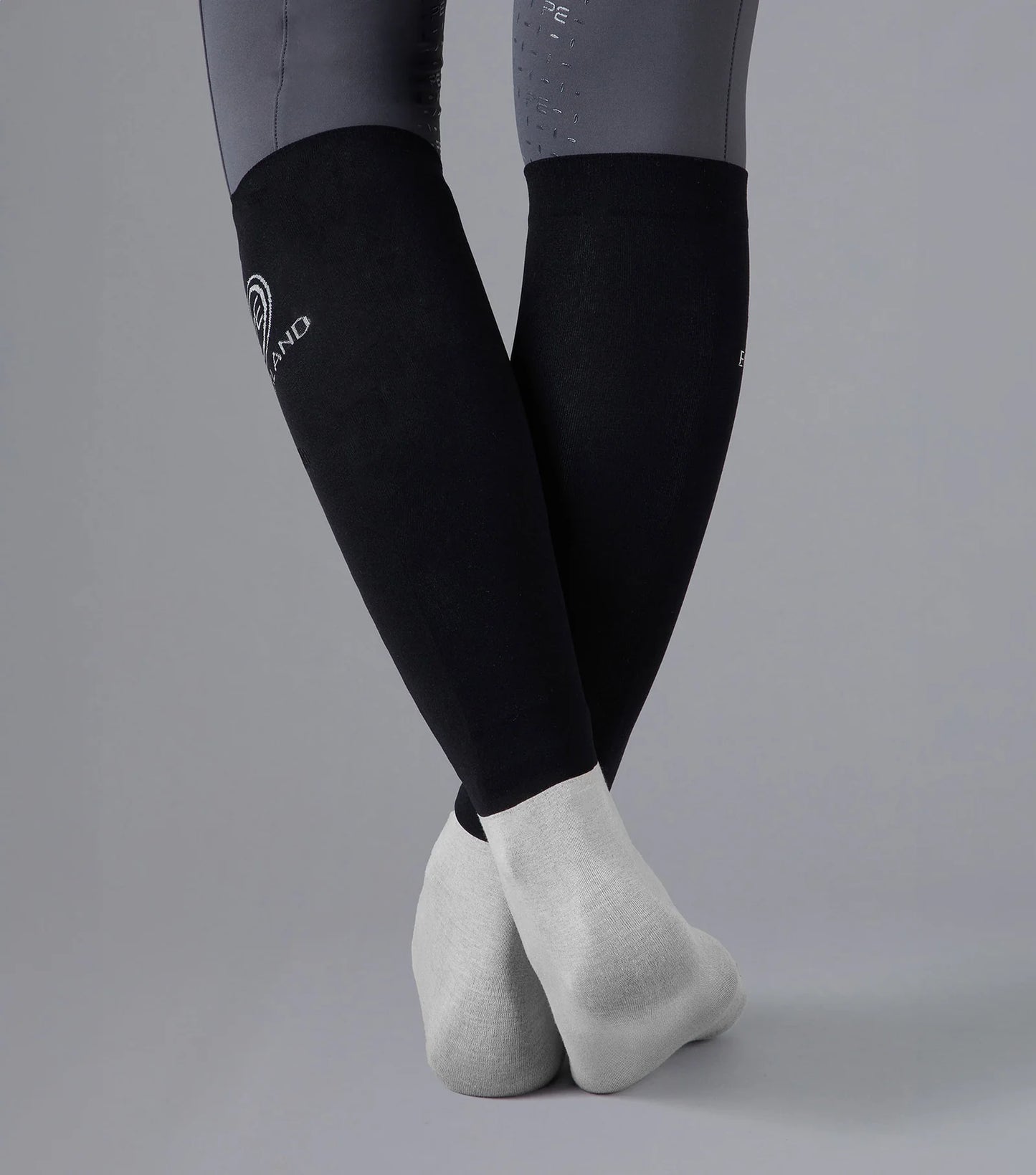 Premier Equine UK Adults Summer Thin Riding Socks (2 Pairs) Black & Grey