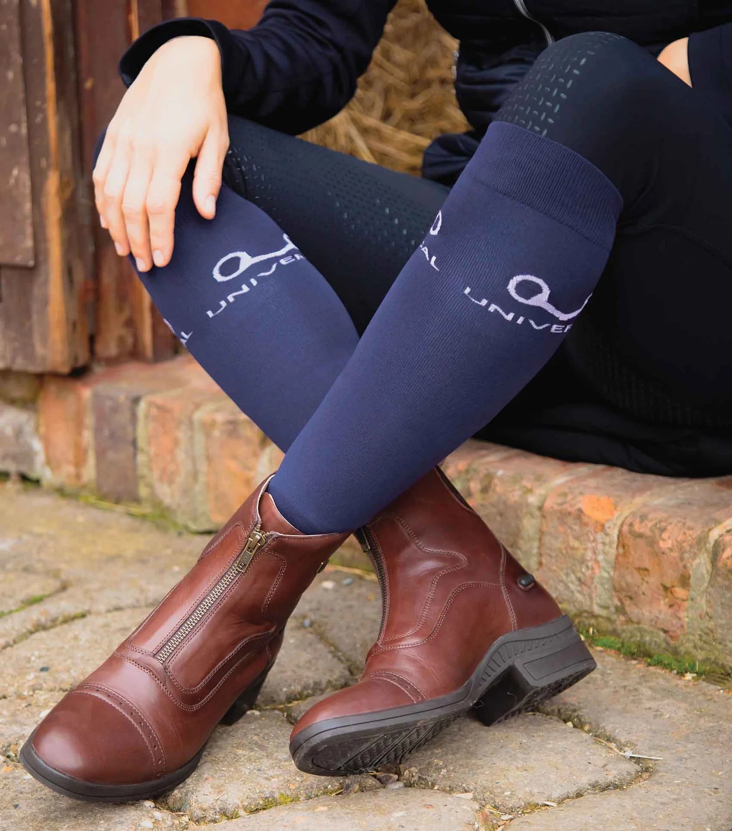 Premier Equine UK Adults Thin Stretch Riding Socks (2 Pairs) Navy
