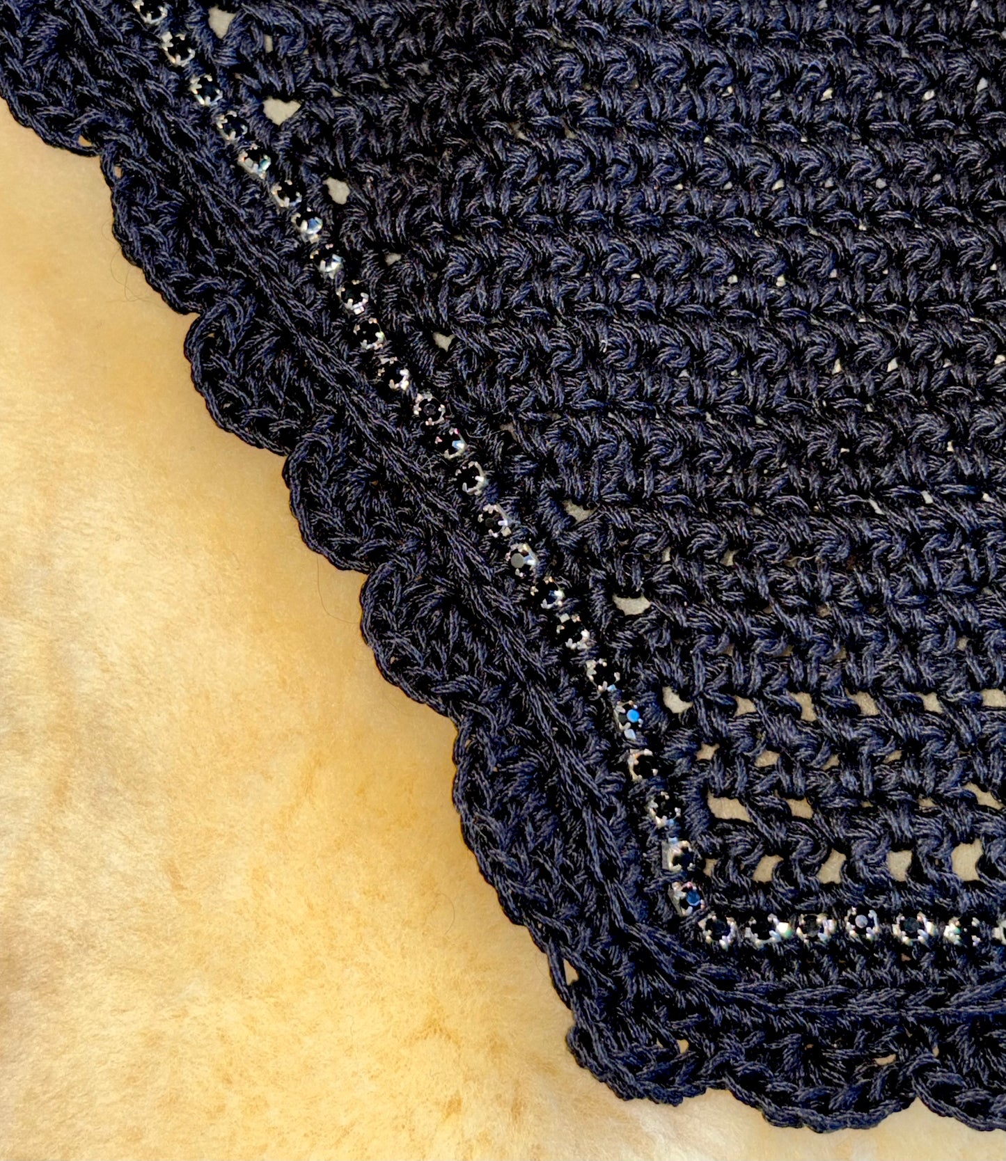 Bonnets By Sandy Flat Bottom Scalloped Edge Black/Black Custom Warmblood Size