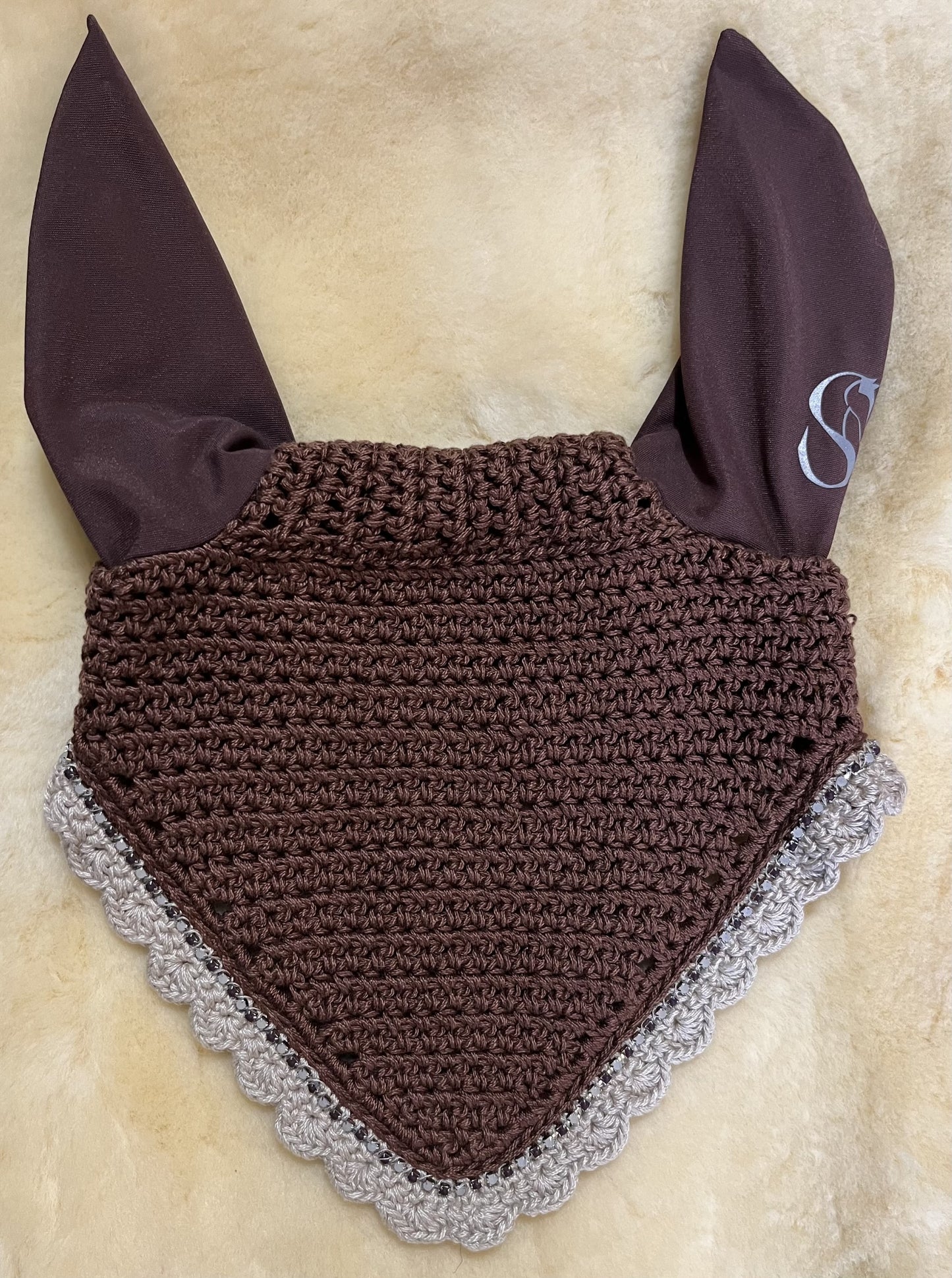 Bonnets By Sandy Lazy V Brown/Cream Custom Horse Size