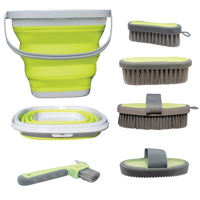 Professional Choice Grooming Kit with Collapsible Bucket (3 Colours-Green/Pink/Turquoise)