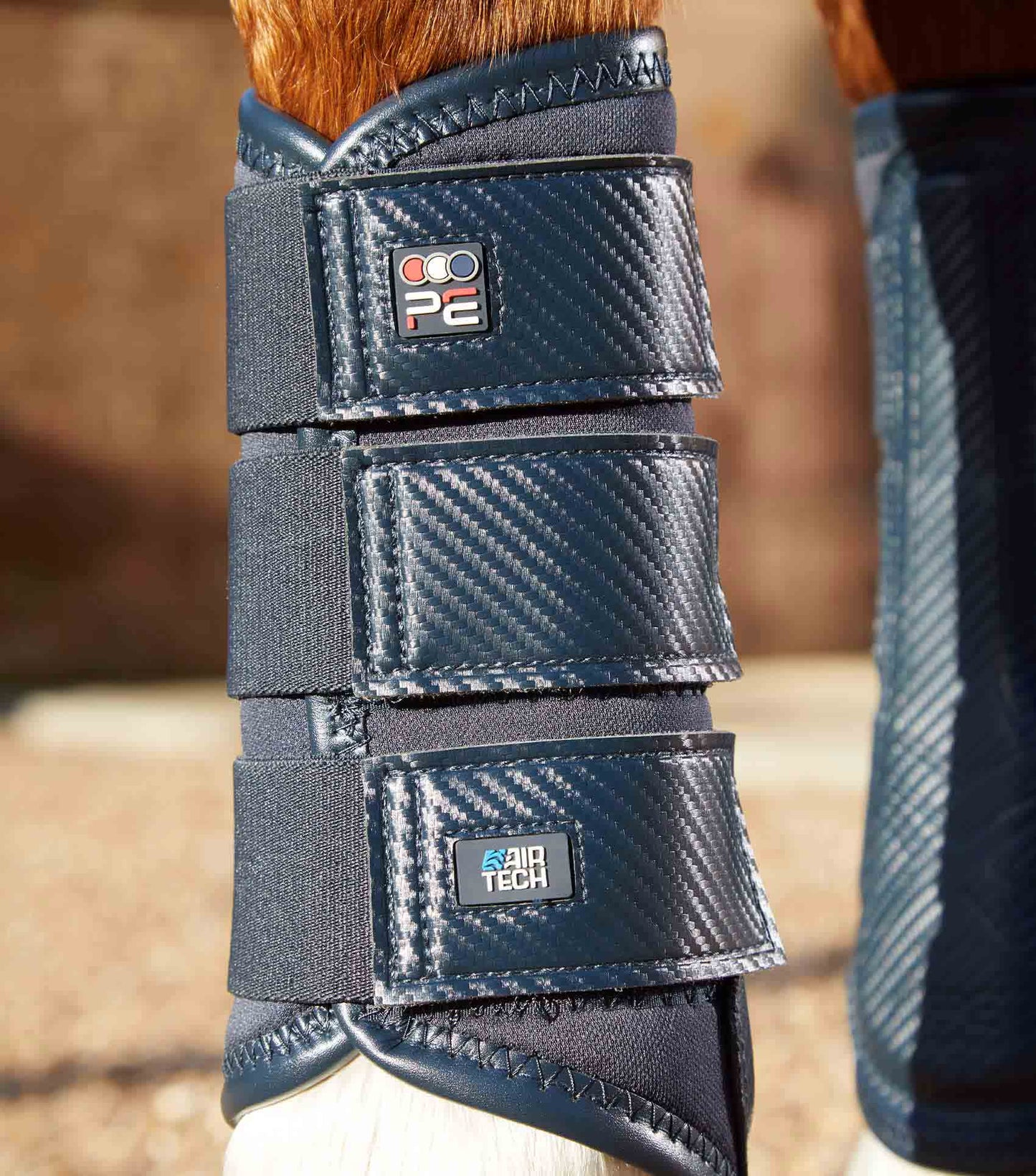 Premier Equine UK Carbon Air-Tech Single Lock Brushing Boots Navy