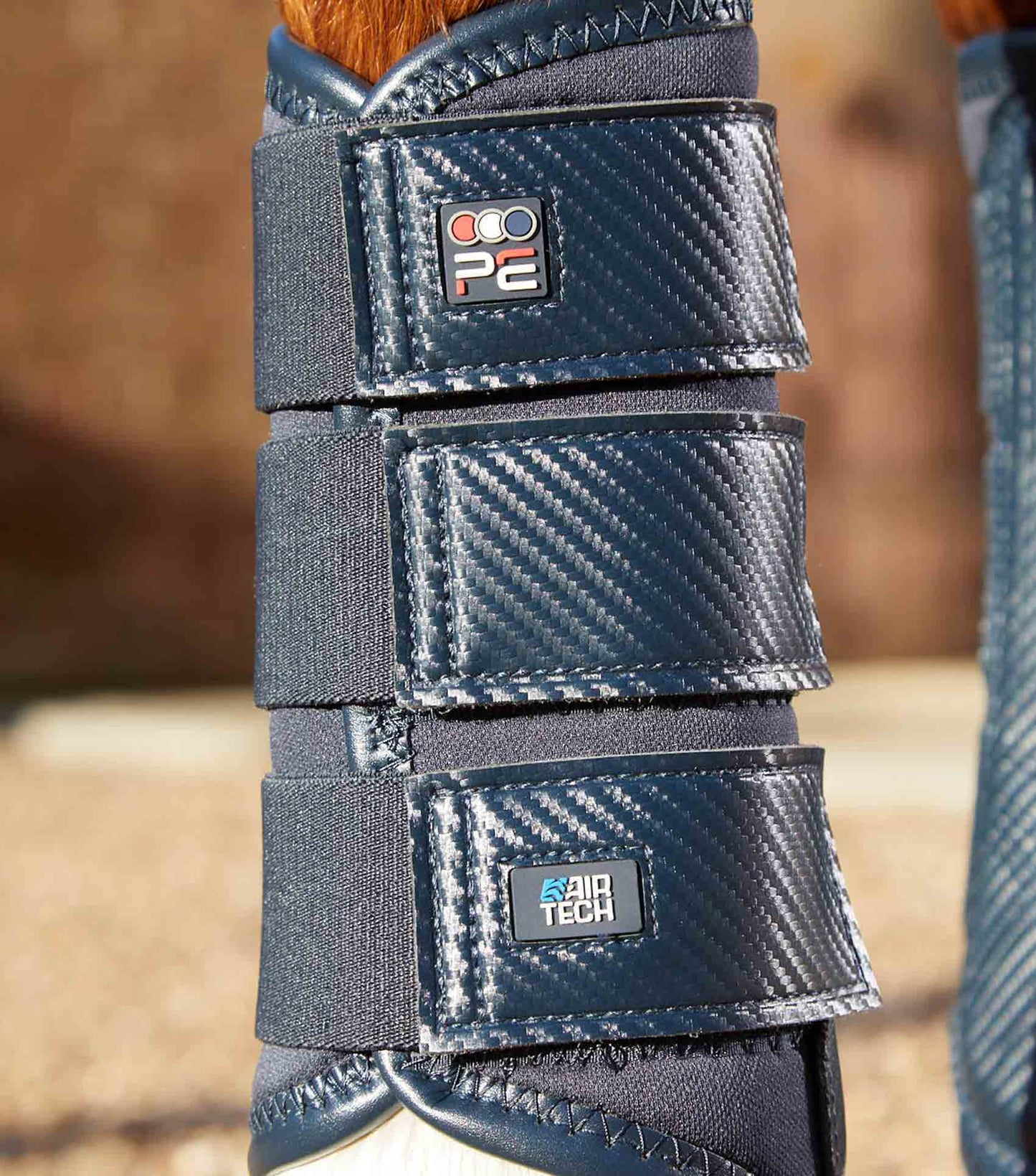 Premier Equine UK Carbon Air-Tech Single Lock Brushing Boots Navy