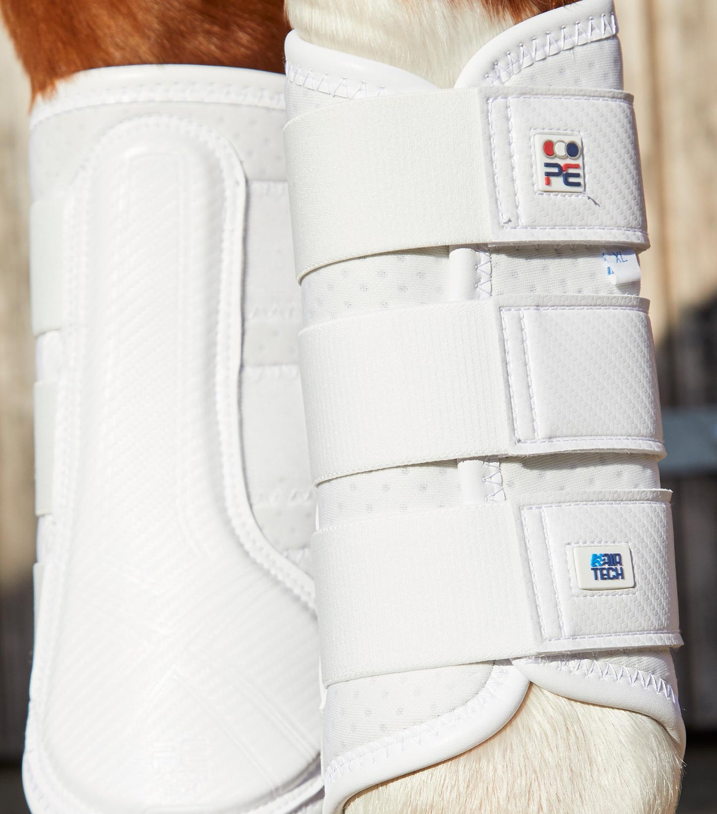 Premier Equine UK Carbon Air-Tech Single Lock Brushing Boots White