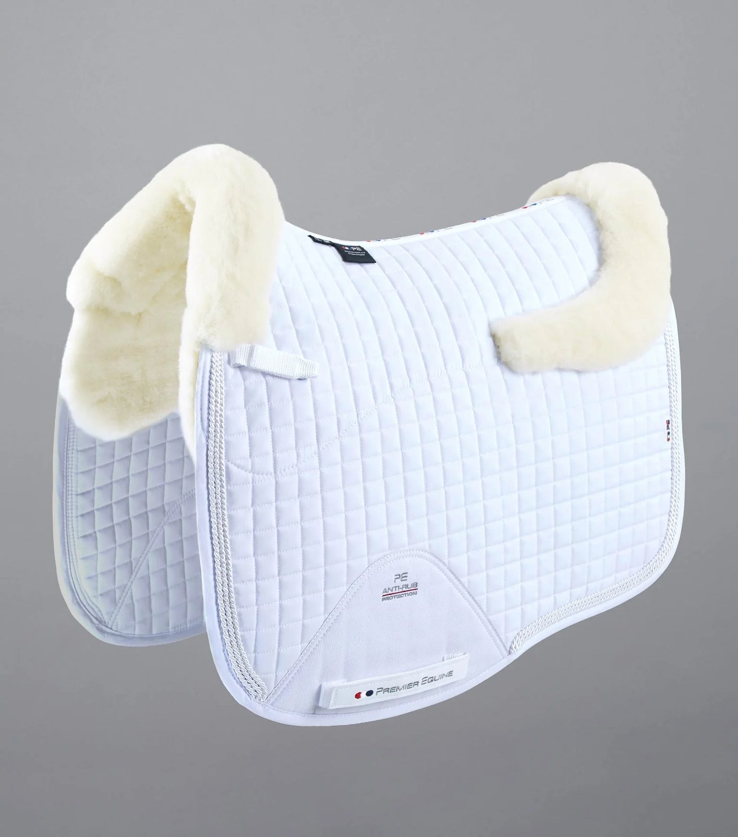 Premier Equine UK - Close Contact Merino Wool European Saddle Pad - Dressage Square White/Natural Wool - Full