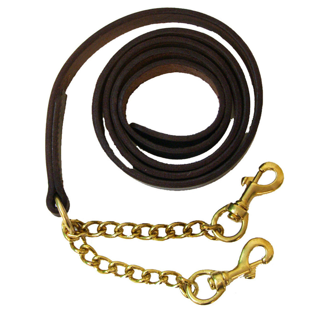 Leather Newmarket Lead with split chain - Havana