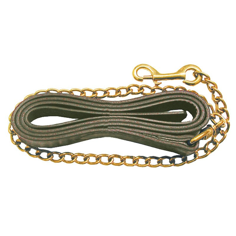 Leather Lead Shank with Brass Plated Chain Havana