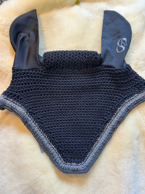 Bonnets By Sandy - Flat Bottom Black/Med Grey/Charcoal Custom - Warmblood Size