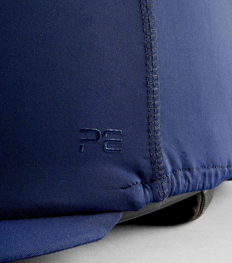 Premier Equine UK Jersey Hat Silk with Faux Fur Pom Pom - Navy